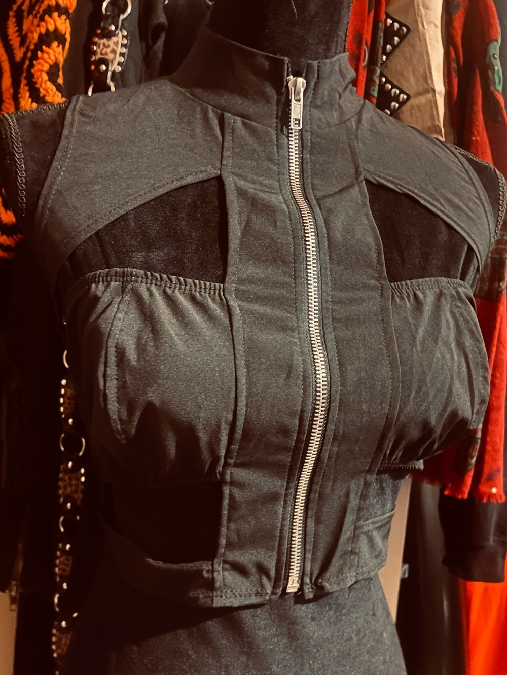 Roma Black Cropped Zip-Front Bomber Jacket